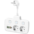 Priză multiplă LINEA cu întrerupător 2x230V + 4xUSB A/C SCHUKO alb