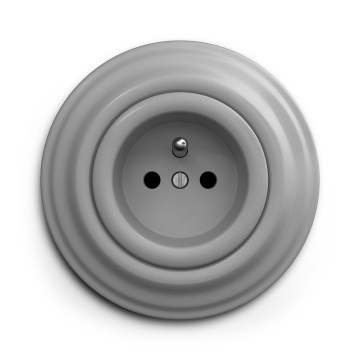 Priză retro de perete cu ramă Kliklap, 230 V, gri