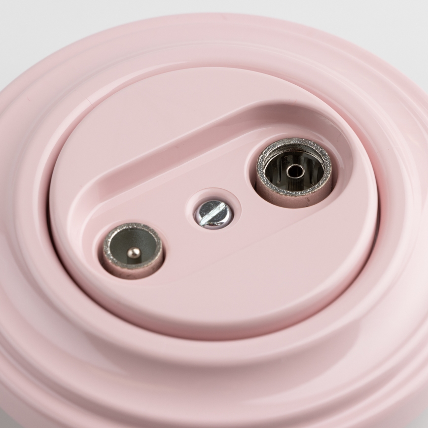 Priză retro TV+R pentru abonați (de trecere), cu ramă, roz prăfuit - Kliklap