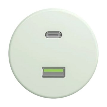Priză USB retro A+C fără ramă, verde mentă - Kliklap