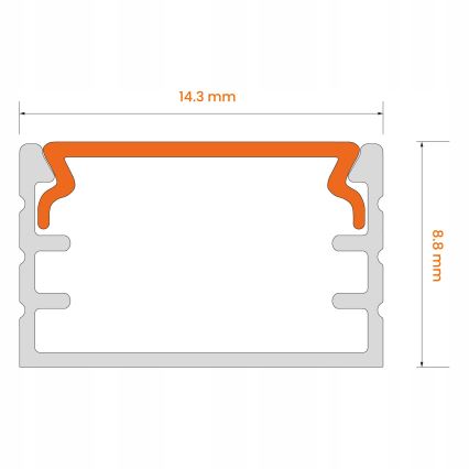 Profil încastrat pentru bandă LED, 1 m, alb