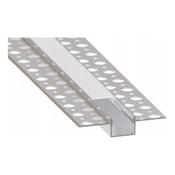 Profil încastrat pentru bandă LED, 1 m, argintiu/alb