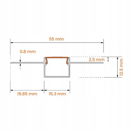 Profil încastrat pentru bandă LED, 1 m, argintiu/alb
