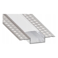 Profil încastrat pentru bandă LED, 1 m, argintiu/alb
