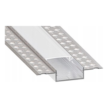 Profil încastrat pentru bandă LED, 1 m, argintiu/alb