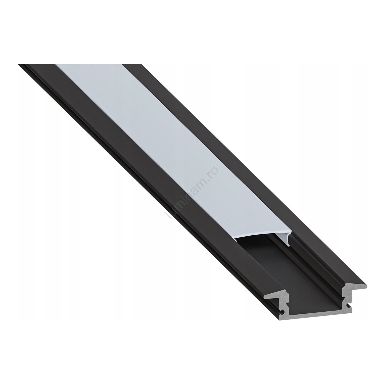 Profil încastrat pentru bandă LED, 1 m, negru/alb | Luminam