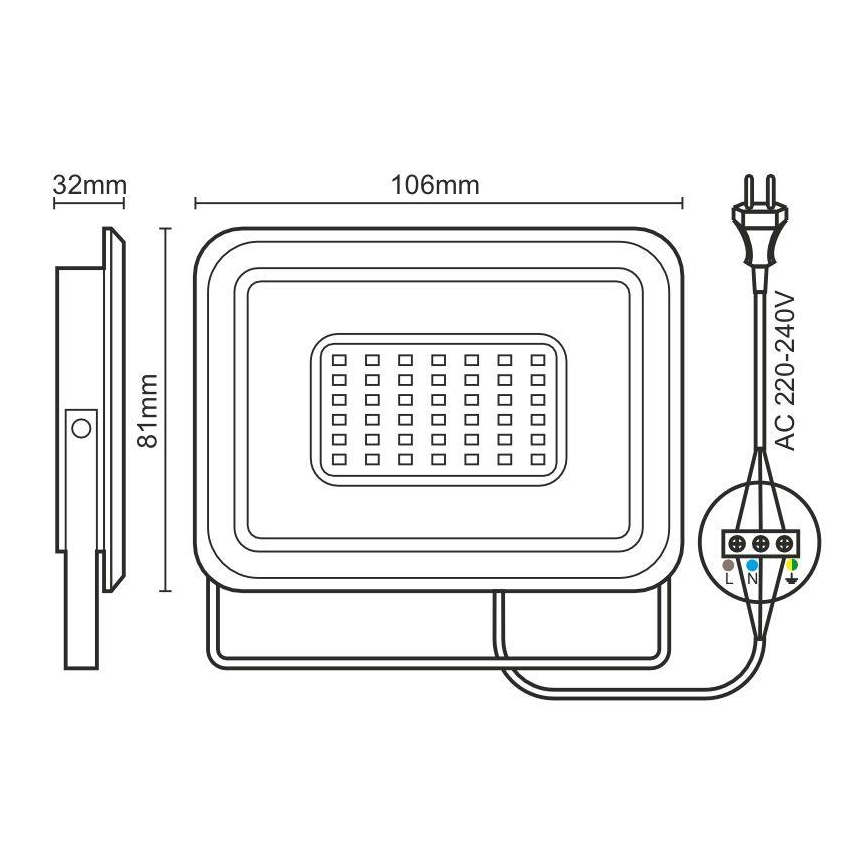 Proiector LED/10W/230V 4000K IP65