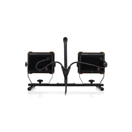 Proiector LED 2 x 30 W cu stativ, 230 V, 4000 K, IP65, portocaliu/negru
