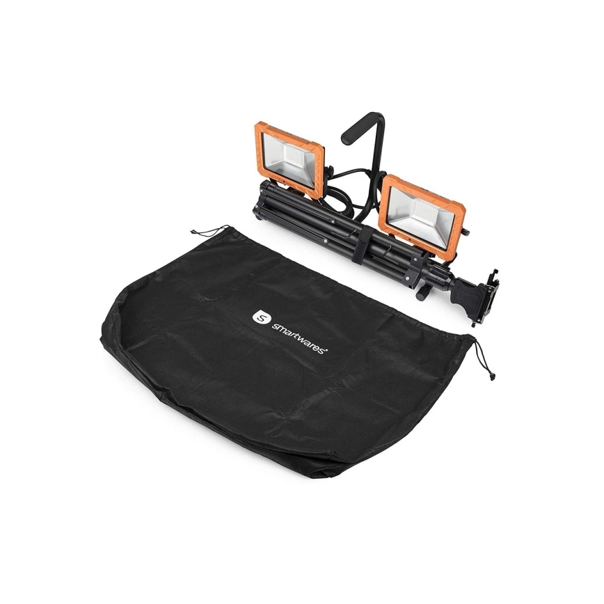 Proiector LED 2 x 30 W cu stativ, 230 V, 4000 K, IP65, portocaliu/negru
