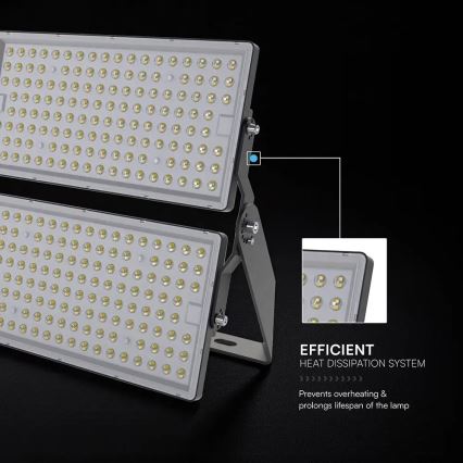 Proiector LED 500 W, 230 V, 6500 K, IP65, gri