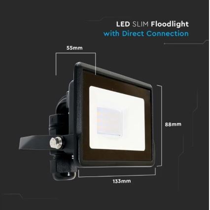 Proiector LED cu conexiune directă SAMSUNG CHIP LED/10W/230V IP65 6500K negru