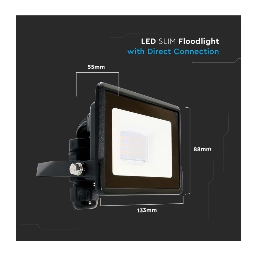 Proiector LED cu conexiune directă SAMSUNG CHIP LED/10W/230V IP65 6500K negru