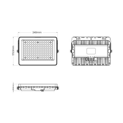 Proiector LED cu panou solar FOCUS, 100W, 15000 mAh 3,2V, 6000K, IP65 + telecomandă