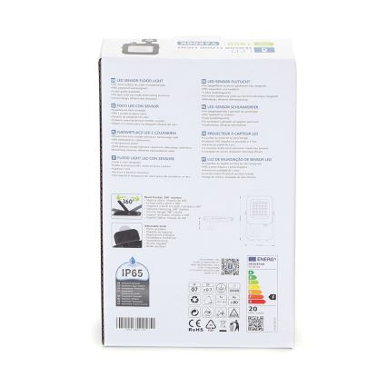 Proiector LED cu senzor Aigostar LED/20W/230V 6500K IP65