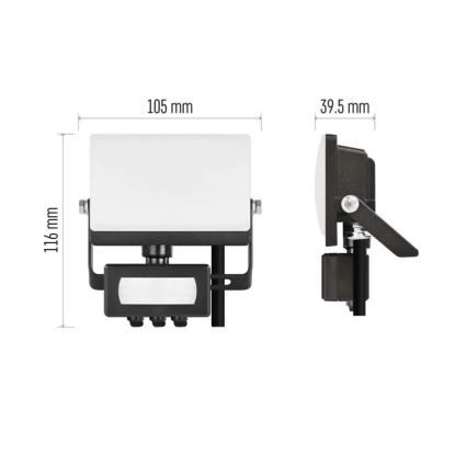 Proiector LED cu senzor de mișcare și de amurg TAMBO EVO LED/10W/230V 4000K IP44 negru