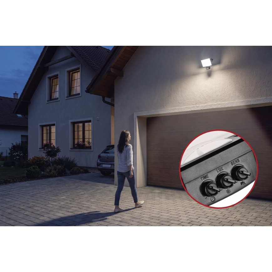 Proiector LED TAMBO EVO cu senzor de mișcare și crepuscular LED/30W/230V 4000K IP44 negru