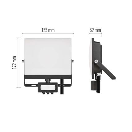 Proiector LED TAMBO EVO cu senzor de mișcare și crepuscular LED/30W/230V 4000K IP44 negru