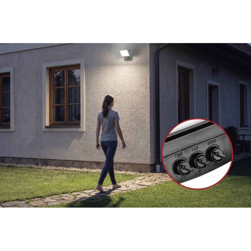 Proiector LED TAMBO EVO cu senzor de mișcare și senzor crepuscular LED/50W/230V 4000K IP44 negru