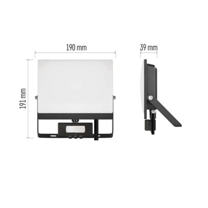 Proiector LED TAMBO EVO cu senzor de mișcare și senzor crepuscular LED/50W/230V 4000K IP44 negru