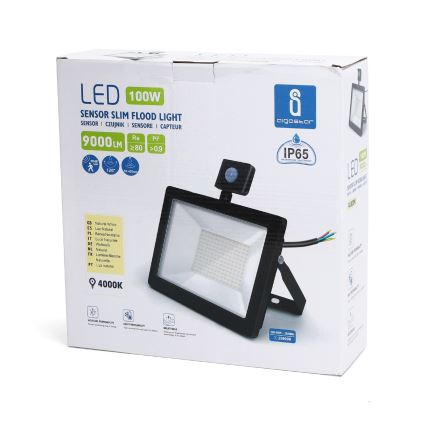 Proiector LED cu senzor LED/100W/230V 4000K IP65 negru Aigostar