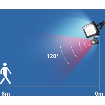 Proiector LED cu senzor LED/50W/230V 4000K IP65 negru Aigostar