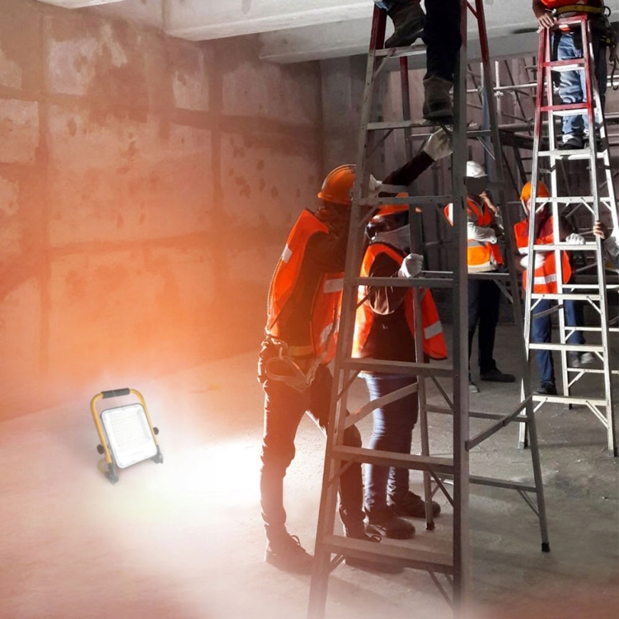 Proiector LED cu stativ, 100W, 230V, 4500K, IP65, portocaliu