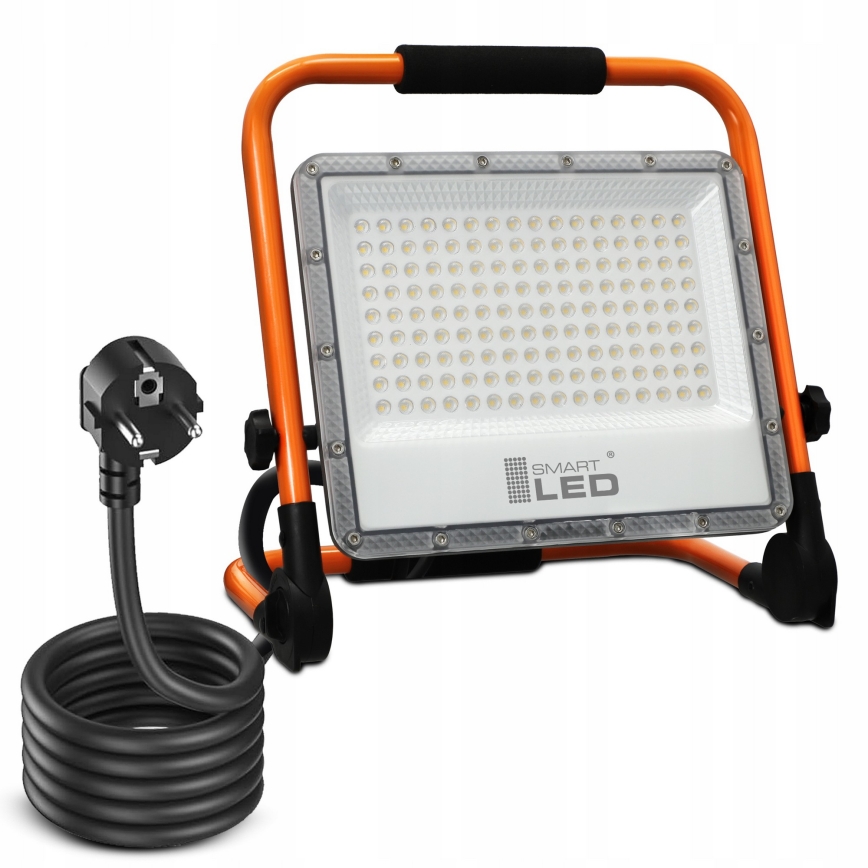 Proiector LED cu stativ, 100W, 230V, 4500K, IP65, portocaliu