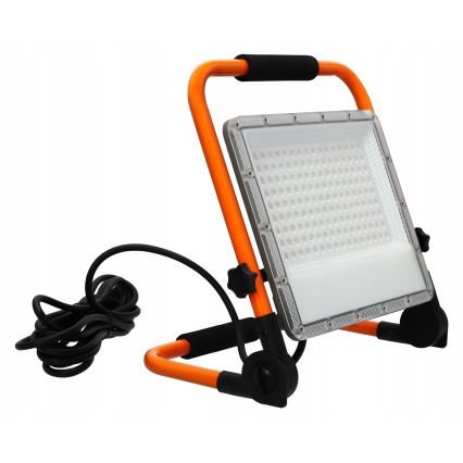 Proiector LED cu stativ, 100W, 230V, 4500K, IP65, portocaliu