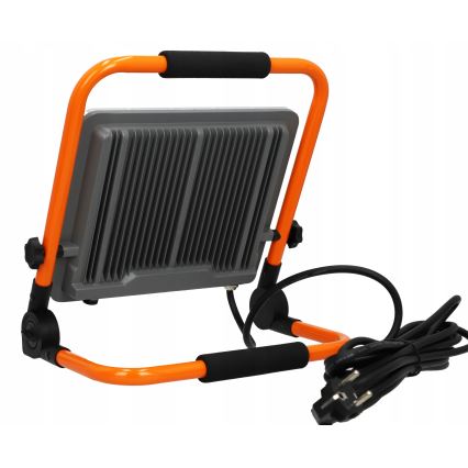 Proiector LED cu stativ, 100W, 230V, 4500K, IP65, portocaliu