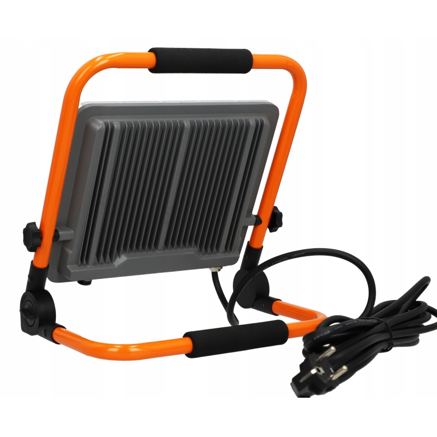 Proiector LED cu stativ, 100W, 230V, 4500K, IP65, portocaliu