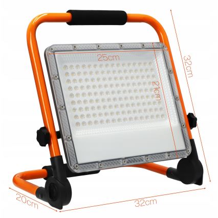 Proiector LED cu stativ, 100W, 230V, 4500K, IP65, portocaliu