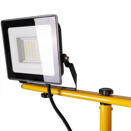 Proiector LED cu stativ, 2 x 30 W, 230 V, 6500 K, IP65, galben