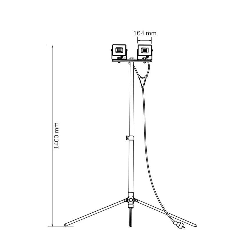 Proiector LED cu stativ, 2 x 30 W, 230 V, 6500 K, IP65, galben