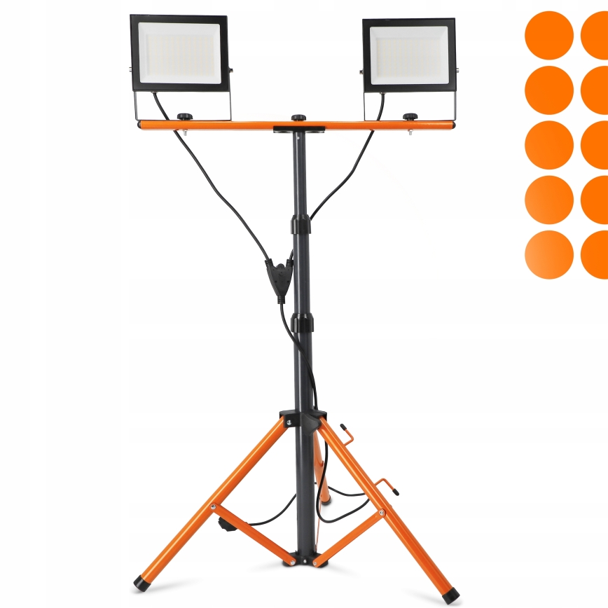 Proiector LED cu stativ 2xLED/100W/230V 4500K IP65 negru/portocaliu