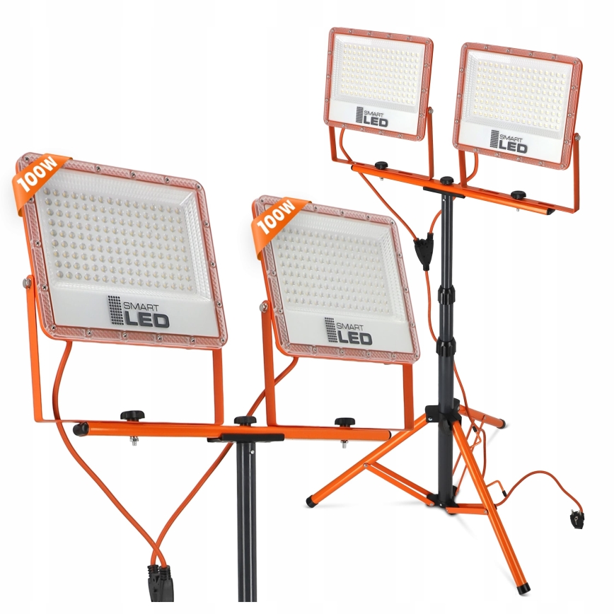 Proiector LED cu stativ 2xLED/100W/230V 4500K IP65 portocaliu