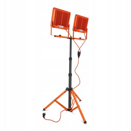 Proiector LED cu stativ 2xLED/100W/230V 4500K IP65 portocaliu