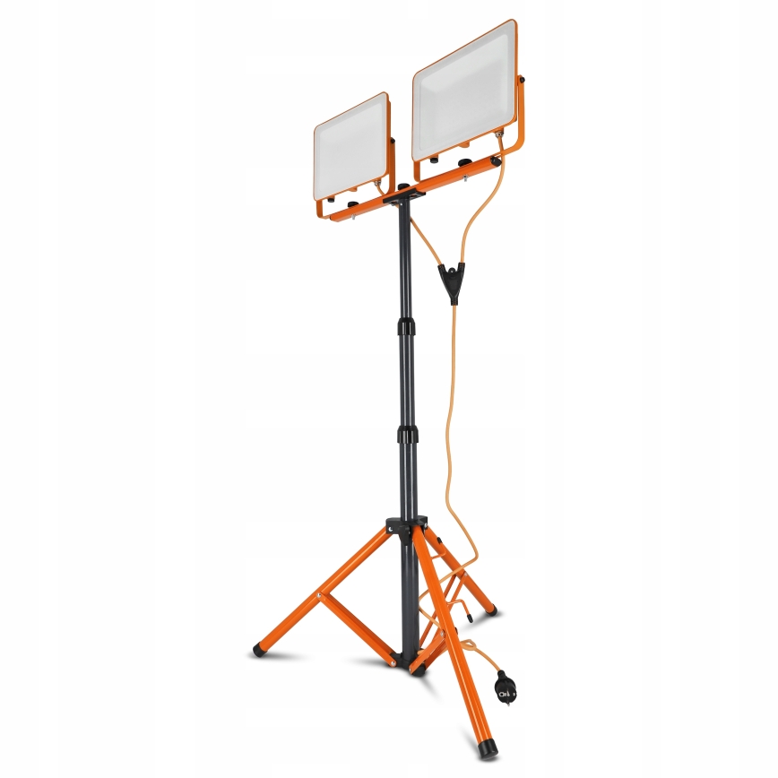 Proiector LED cu stativ 2xLED/100W/230V 4500K IP65 portocaliu