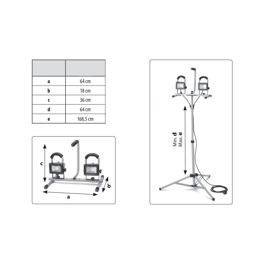 Proiector LED cu stativ 2xLED/30W/230V IP65 Extol