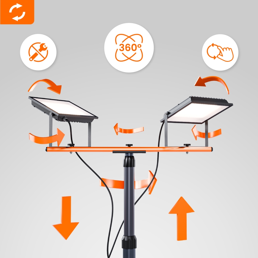 Proiector LED cu stativ 2xLED/50W/230V 4500K IP65 negru/portocaliu