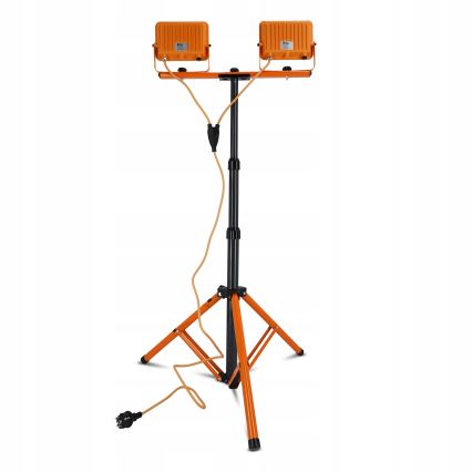 Proiector LED cu stativ 2xLED/50W/230V 4500K IP65 portocaliu