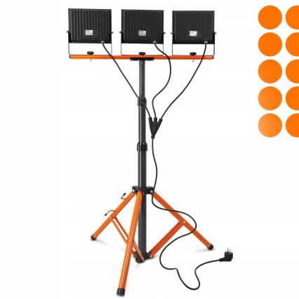 Proiector LED cu stativ 3xLED/100W/230V 4500K IP65 negru/portocaliu