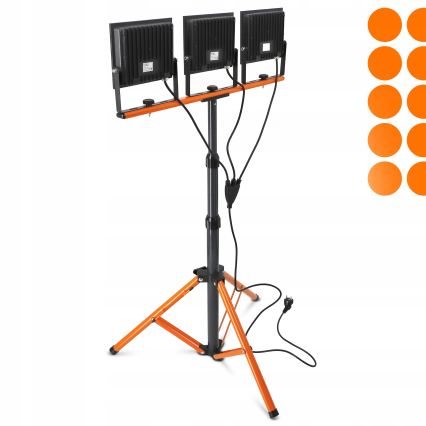 Proiector LED cu stativ 3xLED/100W/230V 4500K IP65 negru/portocaliu