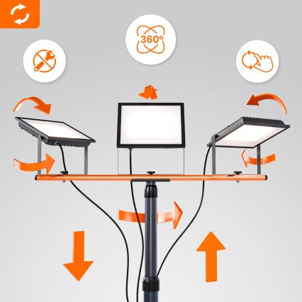 Proiector LED cu stativ 3xLED/50W/230V 4500K IP65 negru/portocaliu