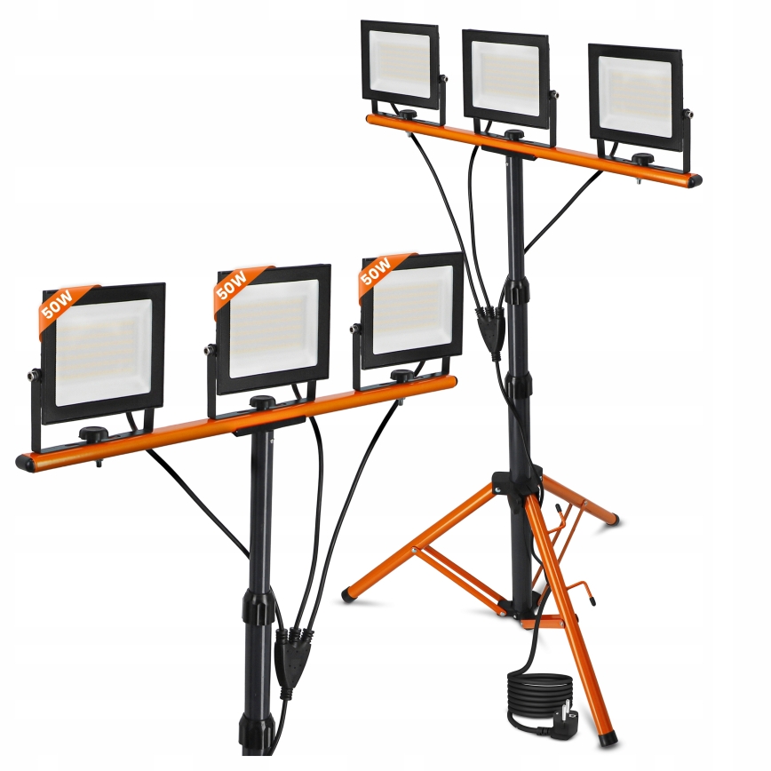 Proiector LED cu stativ 3xLED/50W/230V 4500K IP65 negru/portocaliu