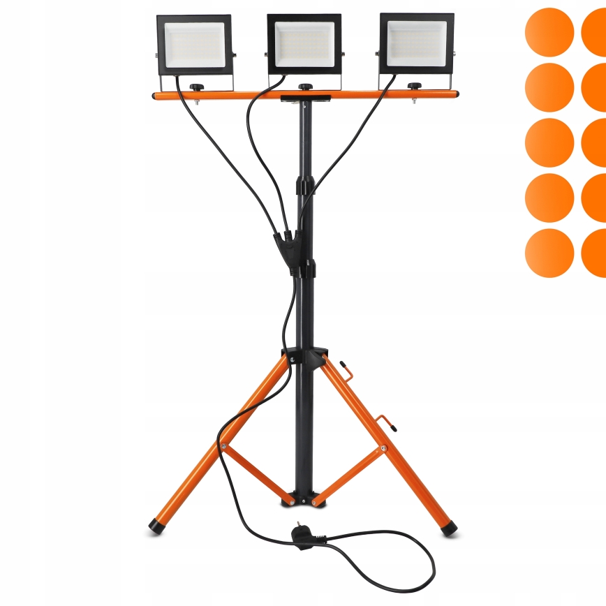 Proiector LED cu stativ 3xLED/50W/230V 4500K IP65 negru/portocaliu