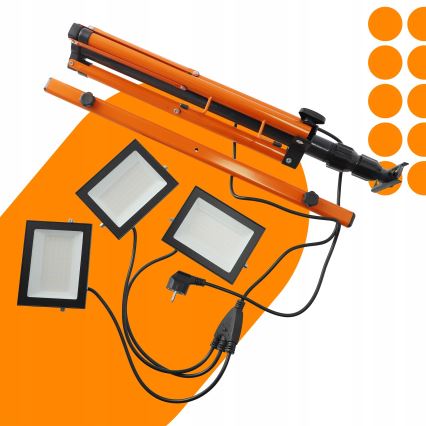 Proiector LED cu stativ 3xLED/50W/230V 4500K IP65 negru/portocaliu