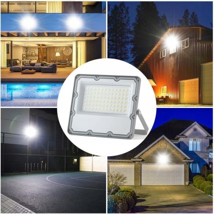 Proiector LED exterior 100 W, 230 V, 4500 K, IP65, gri