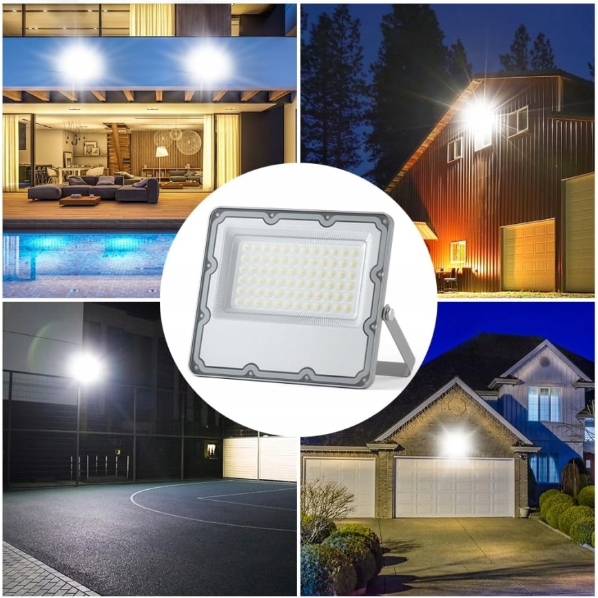 Proiector LED exterior 100 W, 230 V, 4500 K, IP65, gri