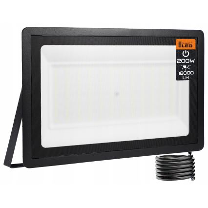 Proiector LED exterior 200W, 230V, 4500K, IP65, negru