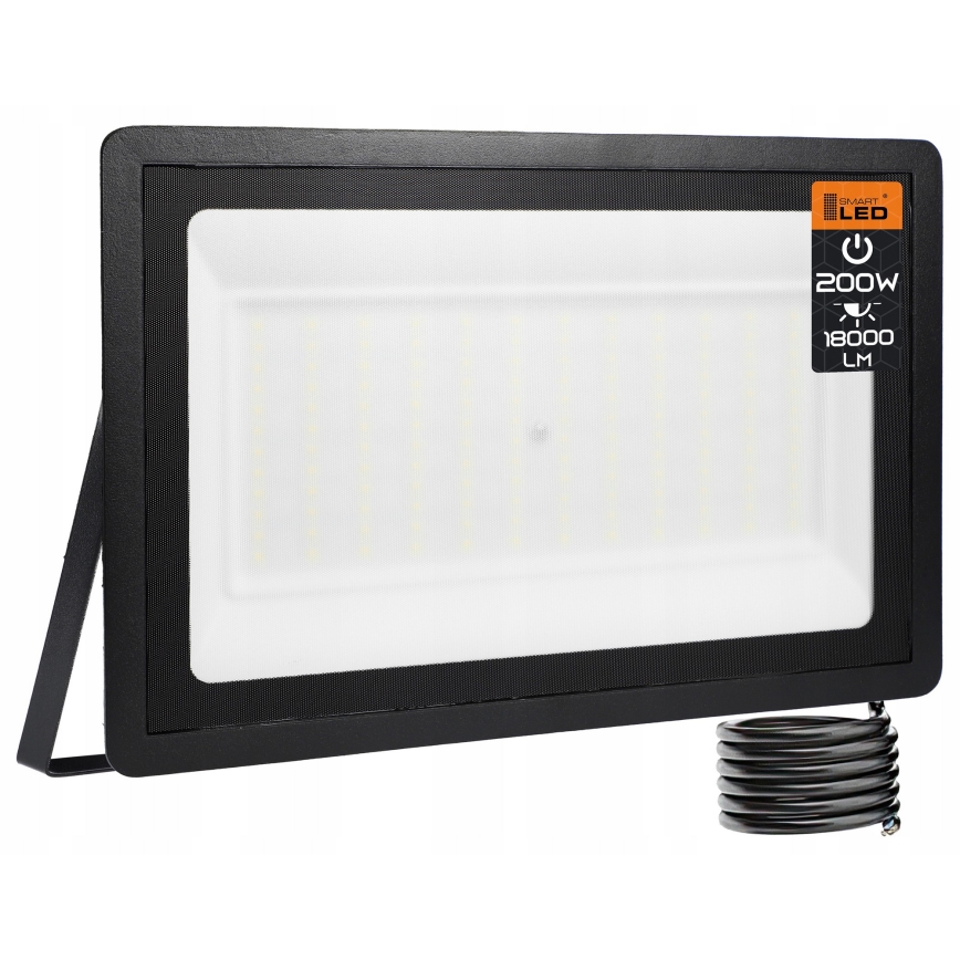 Proiector LED exterior 200W, 230V, 4500K, IP65, negru